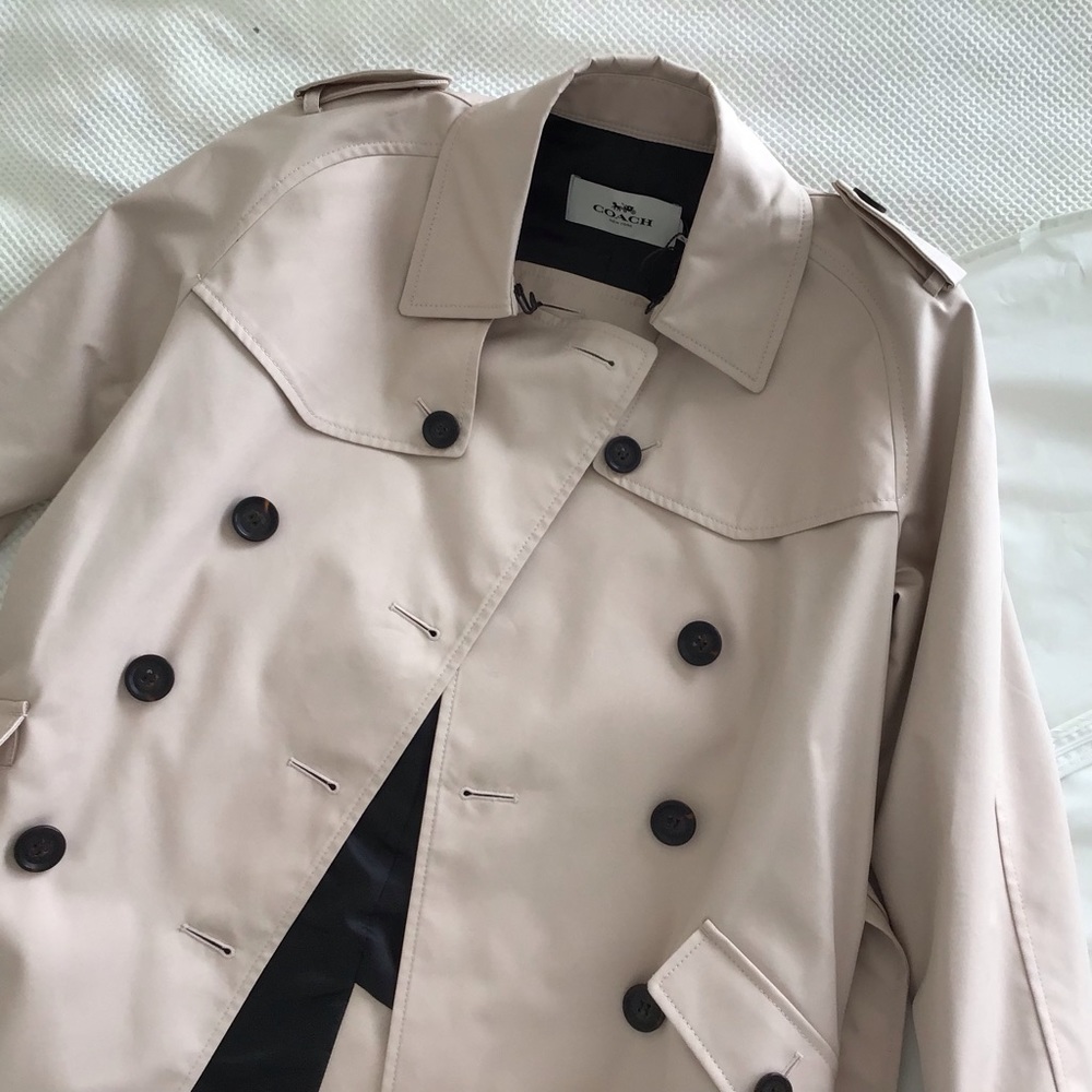 NEW Coach Solid Short Trench in Color Quartz (Blush/Tan) Size XS